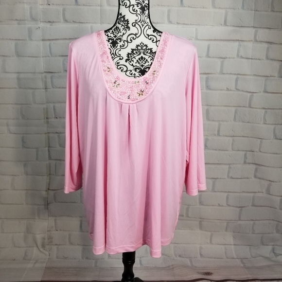 Susan Graver Tops - Susan Graver beaded stretch knit top plus size 1x